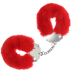 OUCH! Heavy-Duty Fluffy Cuffs - Red - Red Fluffy Restraints - Hush Store Sydney 