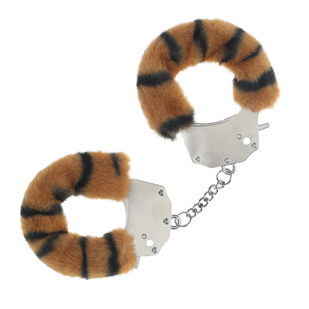 OUCH! Heavy-Duty Fluffy Cuffs - Tiger - Tiger Fluffy Restraints - Hush Store Sydney 