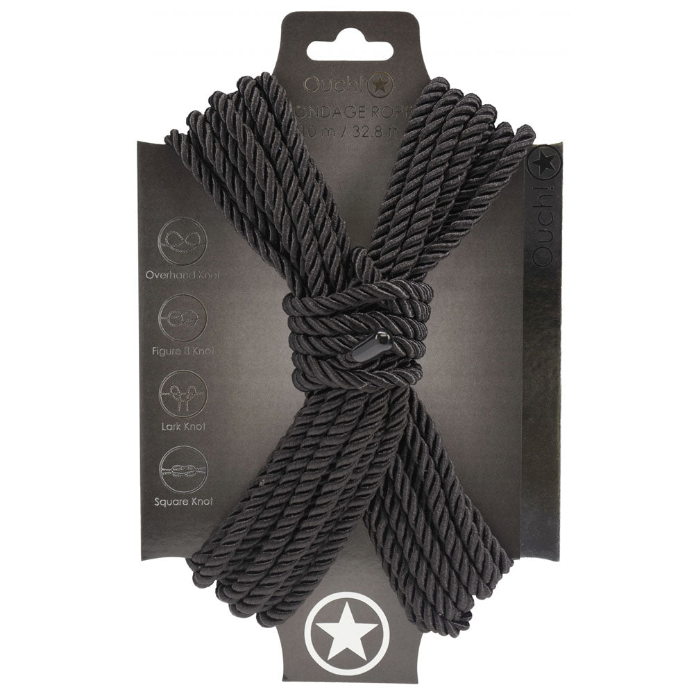 OUCH! Bondage Rope - 10 M - Black - Black Nylon Bondage Rope - 10 metre Length - Hush Store Sydney 