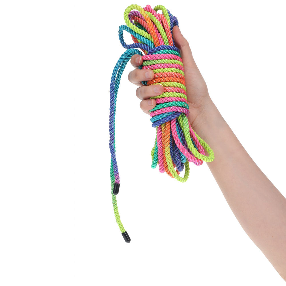 OUCH! Bondage Rope - 10 M - Multicolour 2 - Multicoloured Nylon Bondage Rope - 10 metre Length - Hush Store Sydney 