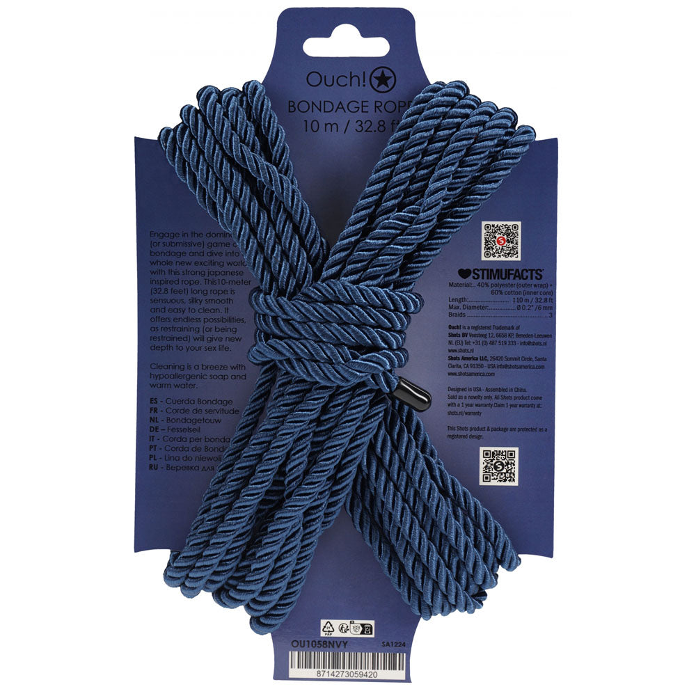OUCH! Bondage Rope - 10 M - Navy Blue - Navy Blue Nylon Bondage Rope - 10 metre Length - Hush Store Sydney 