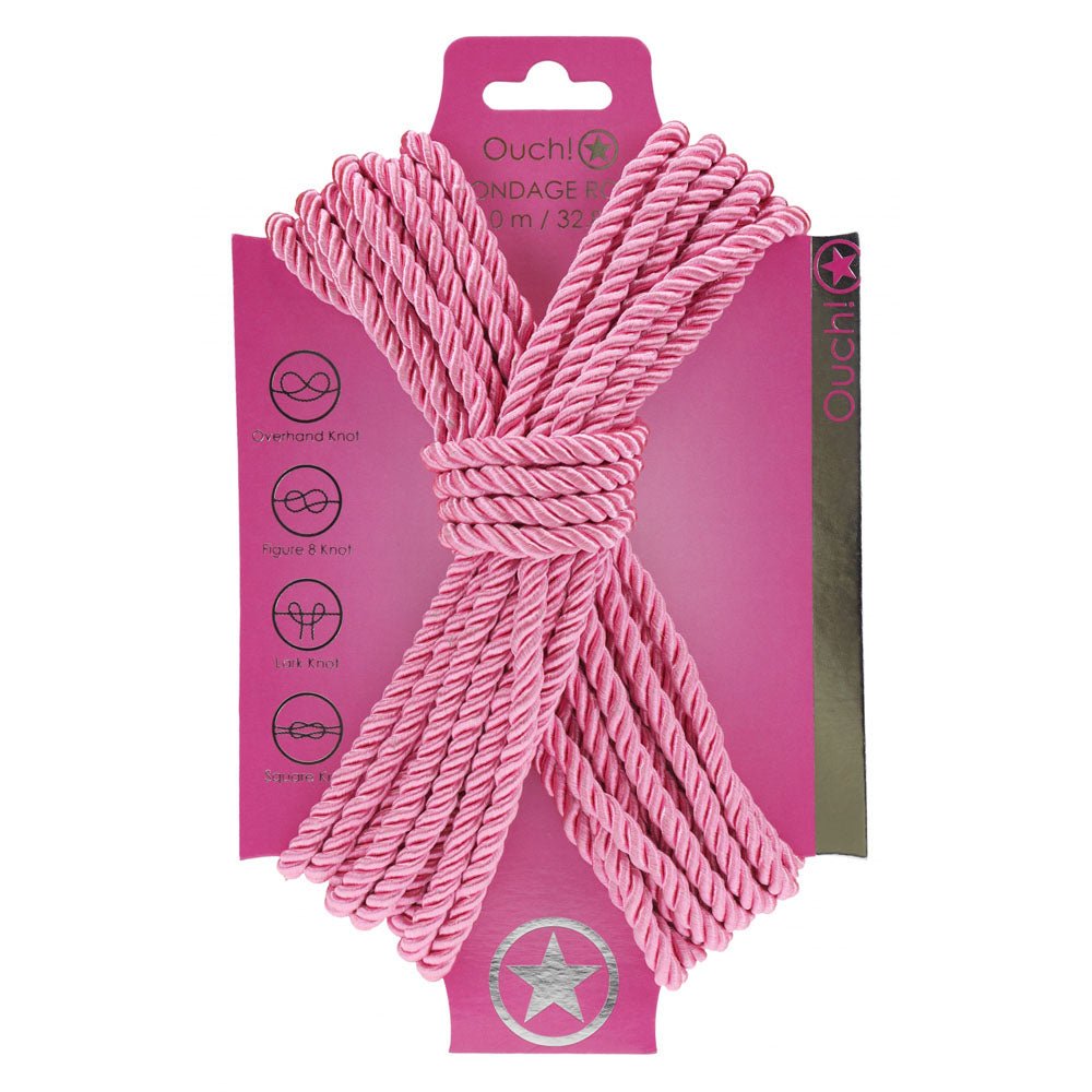 OUCH! Bondage Rope - 10 M - Pink - Pink Nylon Bondage Rope - 10 metre Length - Hush Store Sydney 