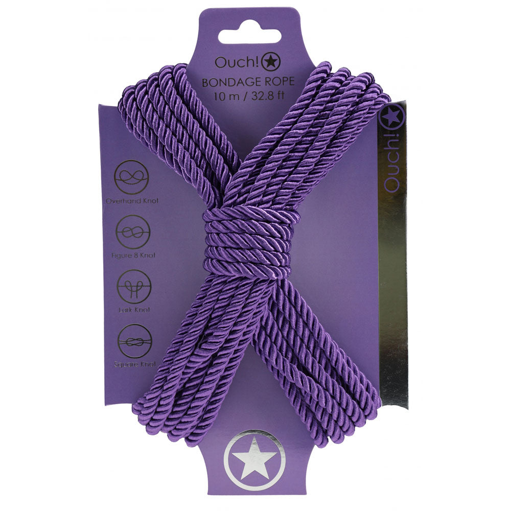 OUCH! Bondage Rope - 10 M - Purple - Purple Nylon Bondage Rope - 10 metre Length - Hush Store Sydney 