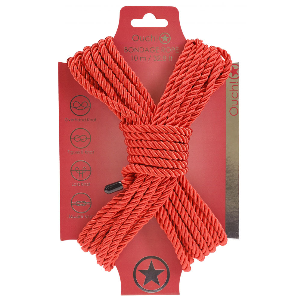 OUCH! Bondage Rope - 10 M - Red - Red Nylon Bondage Rope - 10 metre Length - Hush Store Sydney 