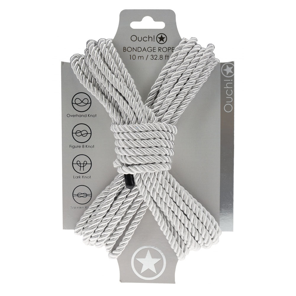 OUCH! Bondage Rope - 10 M - Silver - Silver Nylon Bondage Rope - 10 metre Length
