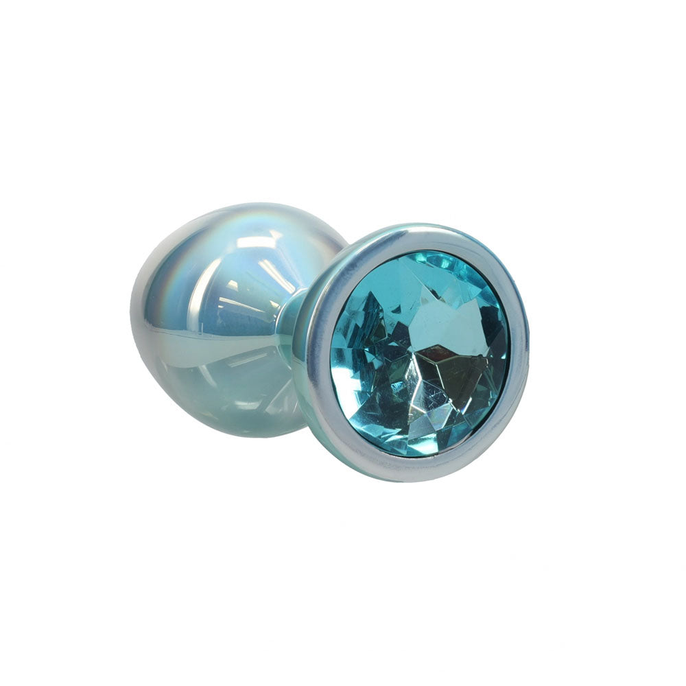 OUCH! Paris Collection - Metal Anal Plug Set - Blue - Metallic Blue Butt Plugs with Gem Bases - Set of 3 Sizes