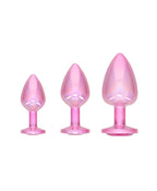 OUCH! Paris Collection - Metal Anal Plug Set - Pink - Metallic Pink Butt Plugs with Gem Bases - Set of 3 Sizes