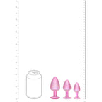 OUCH! Paris Collection - Metal Anal Plug Set - Pink - Metallic Pink Butt Plugs with Gem Bases - Set of 3 Sizes