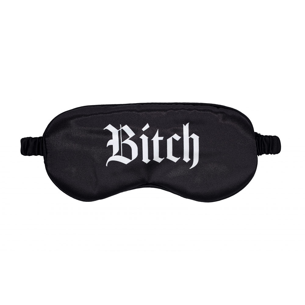 OUCH! Satin Mask - Bitch - Black Printed Eye Mask - Hush Store Sydney 