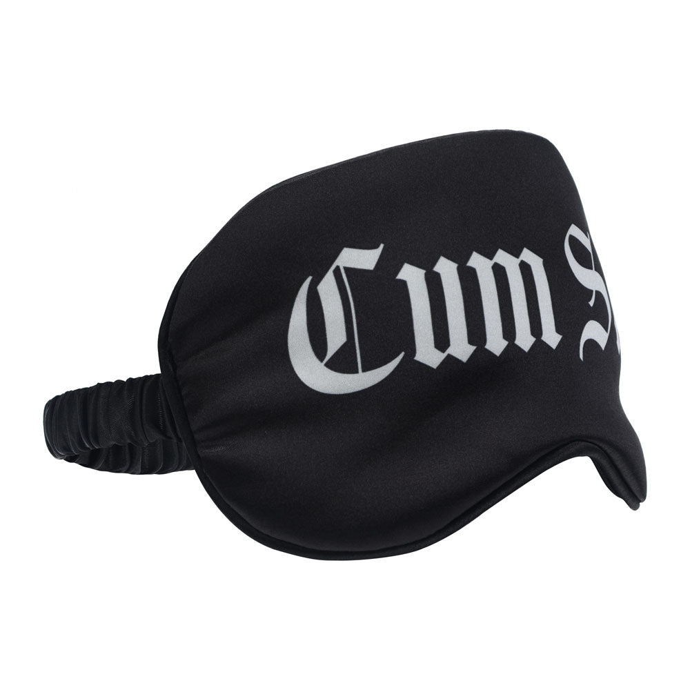 OUCH! Satin Mask - Cum Slut - Black Printed Eye Mask - Hush Store Sydney 