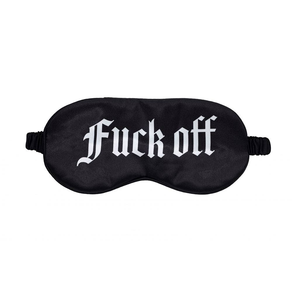 OUCH! Satin Mask - Fuck Off - Black Printed Eye Mask - Hush Store Sydney 