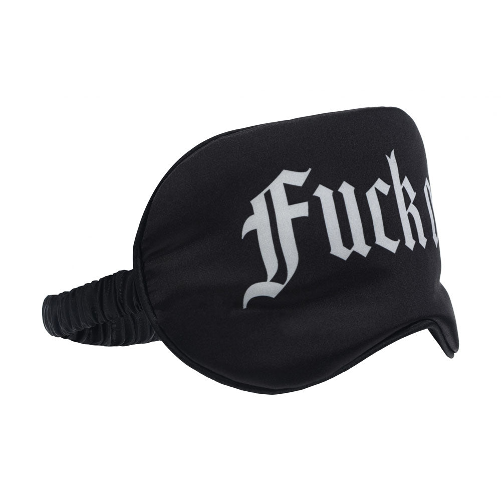OUCH! Satin Mask - Fuck Off - Black Printed Eye Mask - Hush Store Sydney 