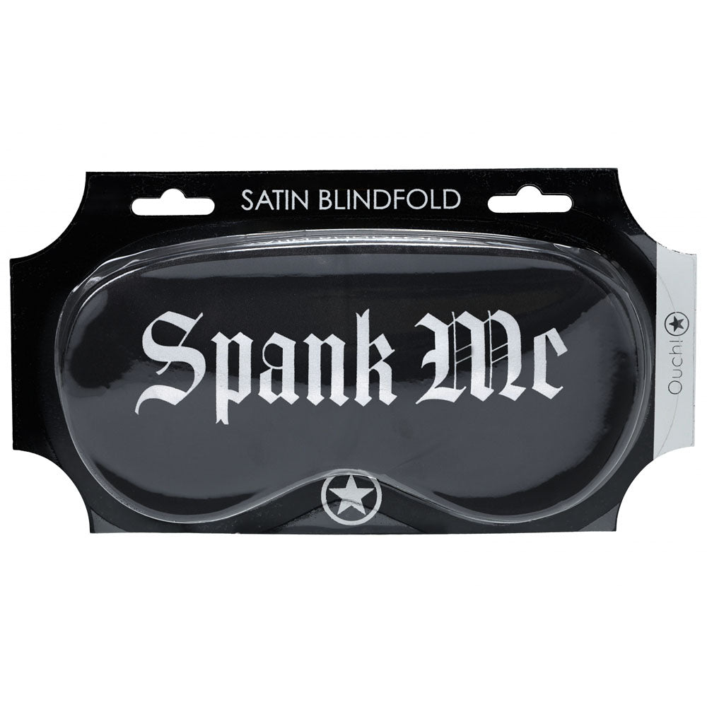 OUCH! Satin Mask - Spank Me - Black Printed Eye Mask - Hush Store Sydney 
