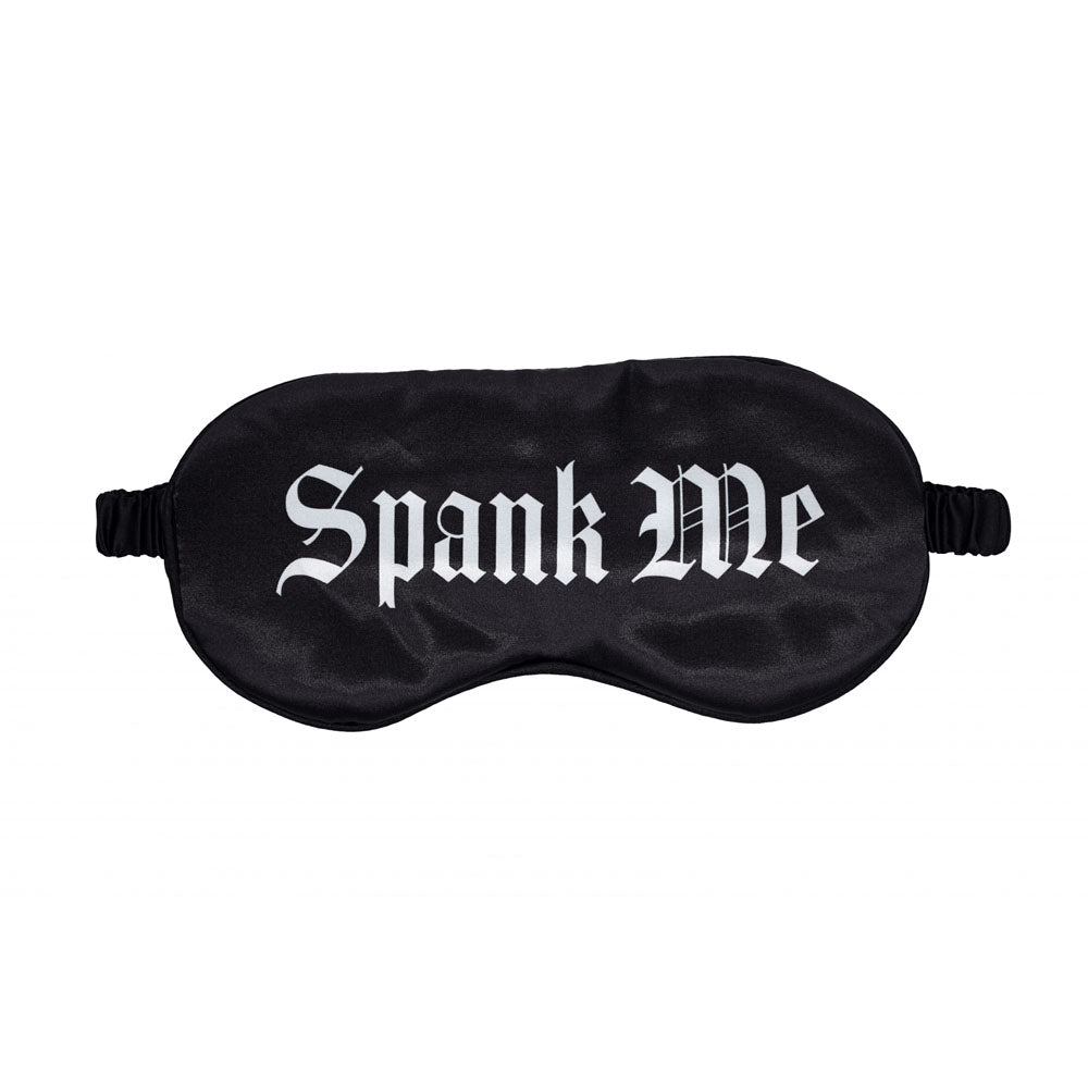 OUCH! Satin Mask - Spank Me - Black Printed Eye Mask - Hush Store Sydney 