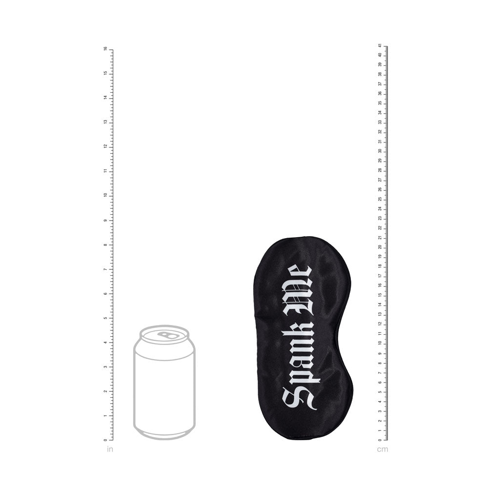 OUCH! Satin Mask - Spank Me - Black Printed Eye Mask - Hush Store Sydney 