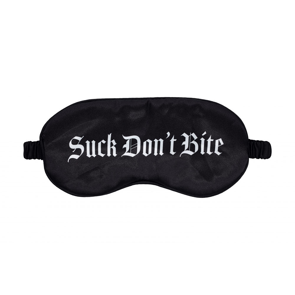 OUCH! Satin Mask - Suck Don't Bite - Black Printed Eye Mask - Hush Store Sydney 