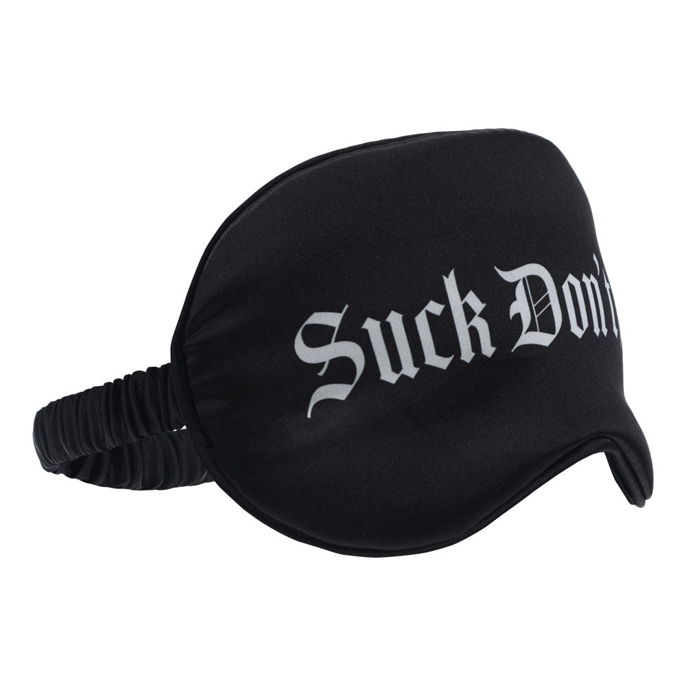 OUCH! Satin Mask - Suck Don't Bite - Black Printed Eye Mask - Hush Store Sydney 