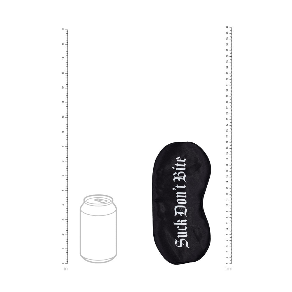 OUCH! Satin Mask - Suck Don't Bite - Black Printed Eye Mask - Hush Store Sydney 