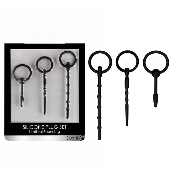 OUCH! Urethral Sounding Plug Set - Black - Set of 3 Sizes - Hush Store Sydney 