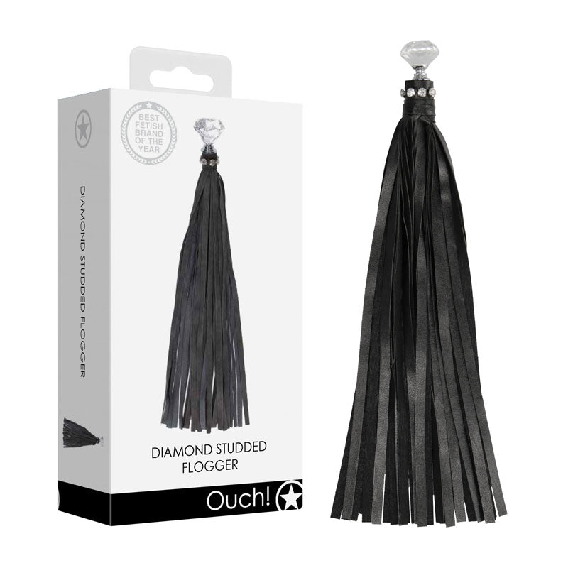 OUCH! Diamond Studded Whip - Black Whip - Hush Store Sydney 