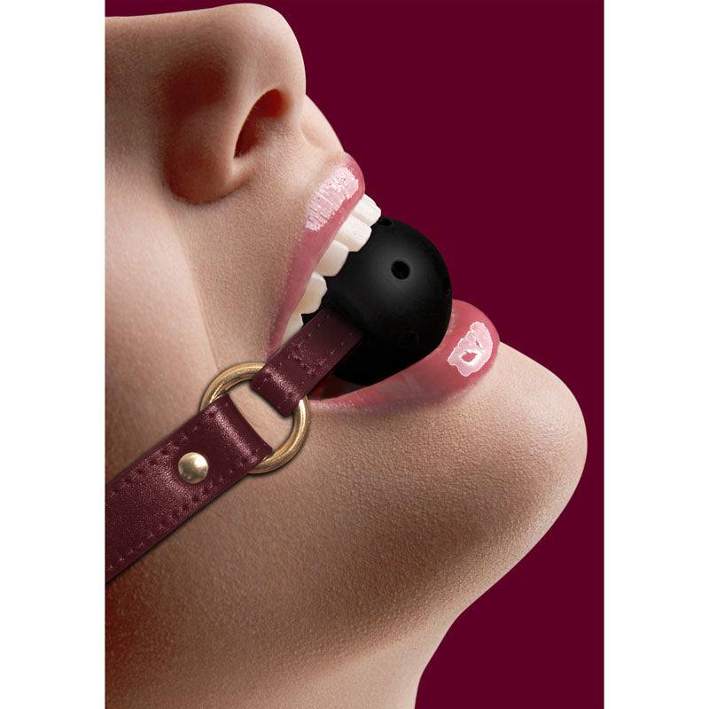 OUCH! Halo - Breathable Ball Gag - Burgundy Mouth Restraint - Hush Store Sydney 