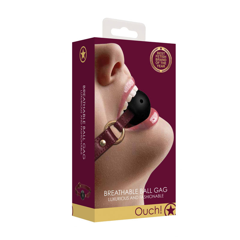 OUCH! Halo - Breathable Ball Gag - Burgundy Mouth Restraint - Hush Store Sydney 