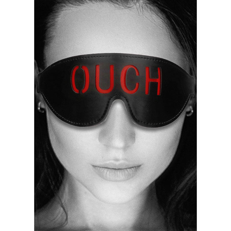 OUCH! Black & White Bonded Leather Eye-Mask ''Ouch'' - Black Eye Restraint - Hush Store Sydney 