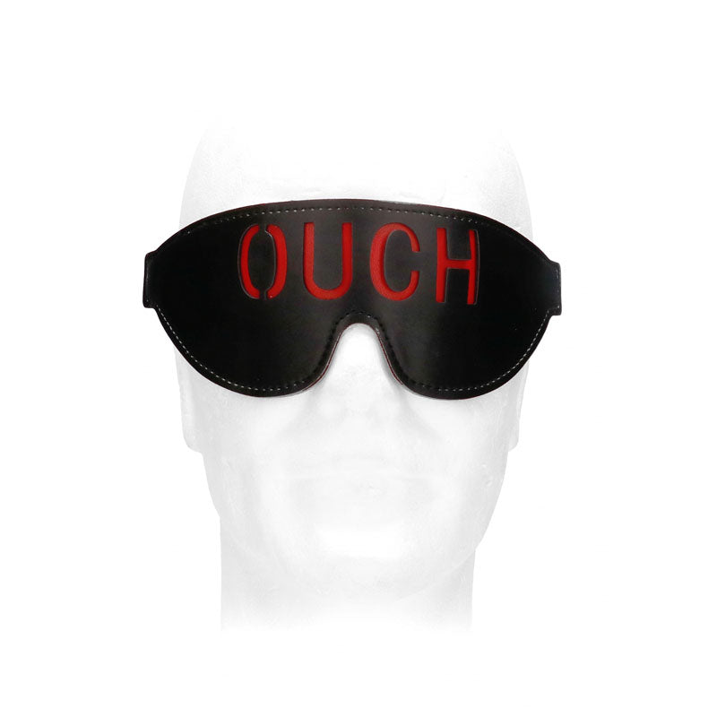 OUCH! Black & White Bonded Leather Eye-Mask ''Ouch'' - Black Eye Restraint - Hush Store Sydney 