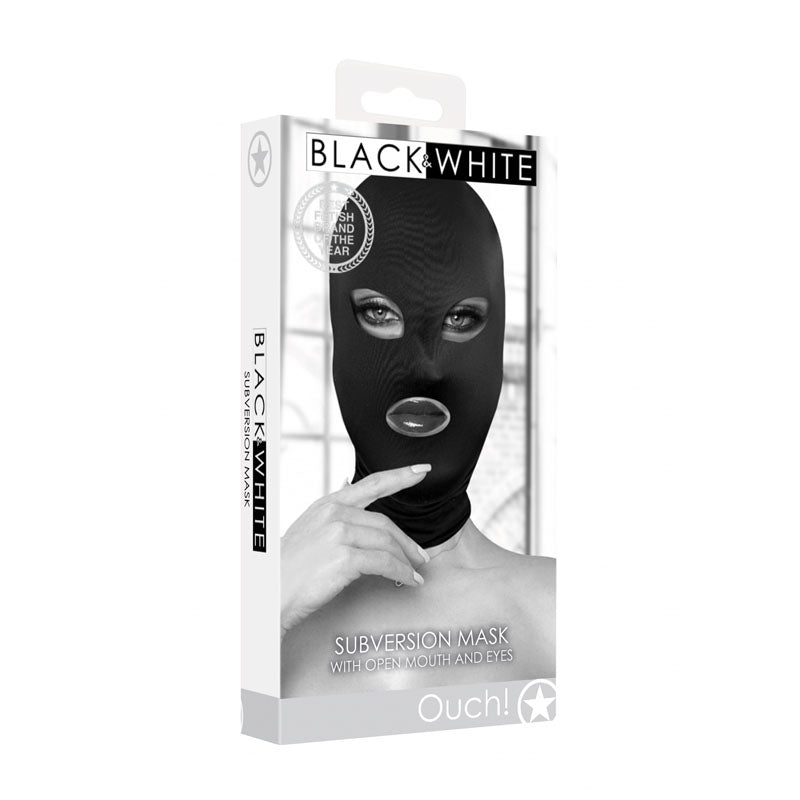 OUCH! Subversion Mask With Open Mouth - Black Hood - Hush Store Sydney 
