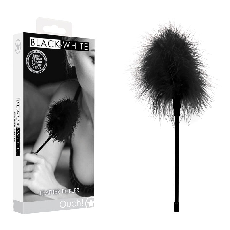 OUCH! Black & White Feather Tickler - Black Feather Crop - Hush Store Sydney 