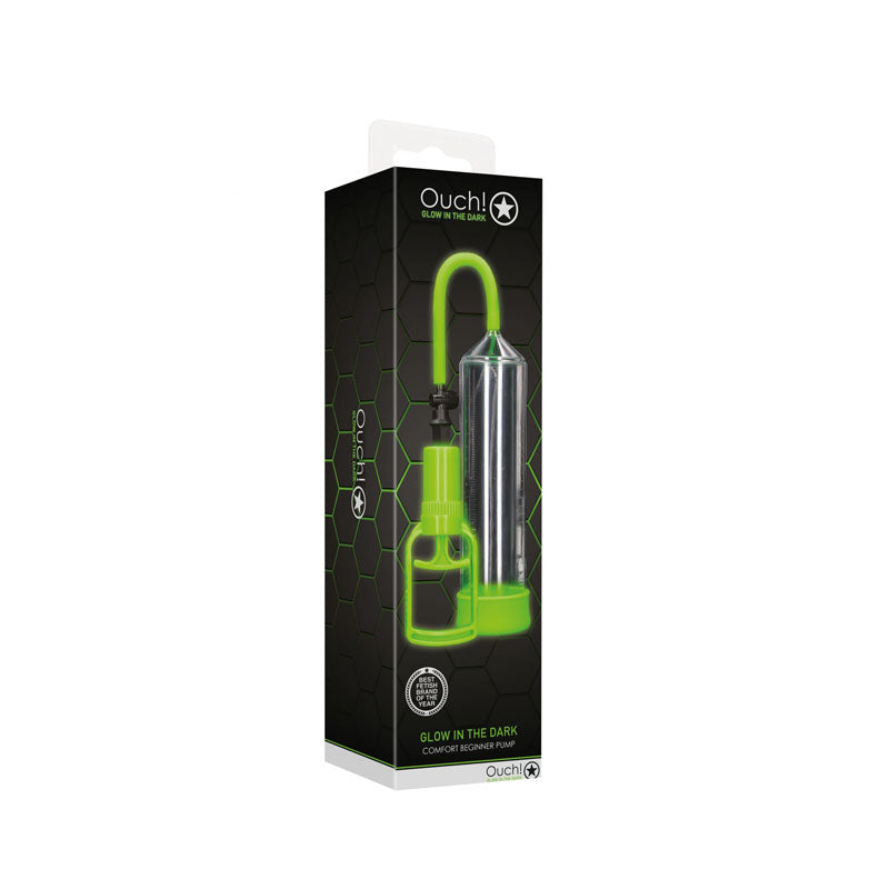 OUCH! Glow In The Dark Comfort Beginner Pump - Clear/Glow Penis Pump - Hush Store Sydney 