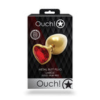 OUCH! Heart Gem Gold Butt Plug - Large - Gold 9.3 cm Large Butt Plug with Heart Gem Base - Hush Store Sydney 