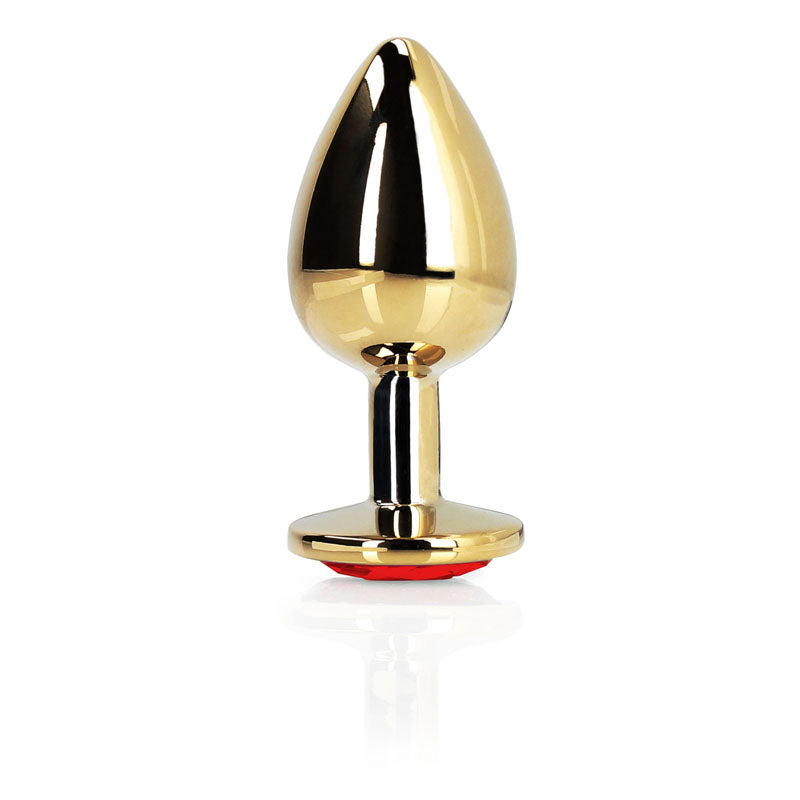 OUCH! Heart Gem Gold Butt Plug - Large - Gold 9.3 cm Large Butt Plug with Heart Gem Base - Hush Store Sydney 