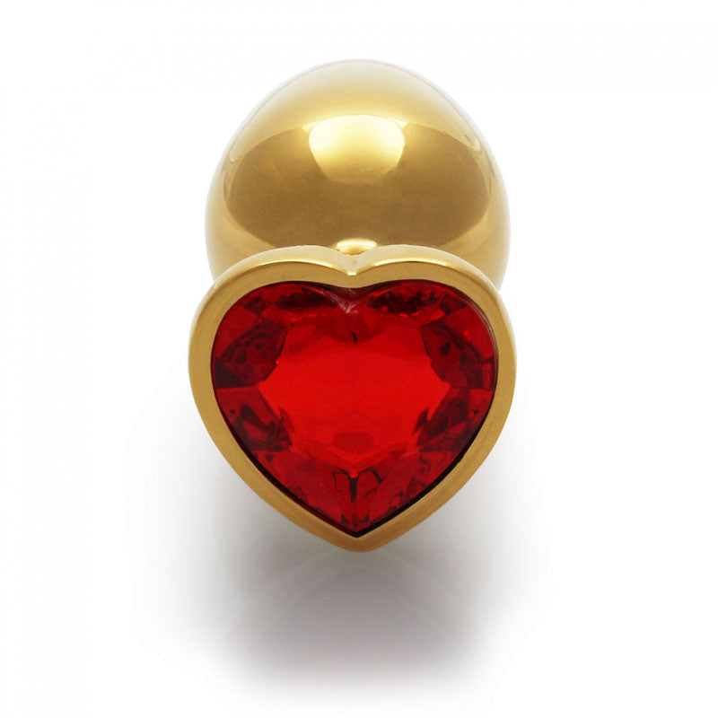 OUCH! Heart Gem Gold Butt Plug - Large - Gold 9.3 cm Large Butt Plug with Heart Gem Base - Hush Store Sydney 