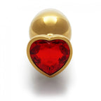 OUCH! Heart Gem Gold Butt Plug - Large - Gold 9.3 cm Large Butt Plug with Heart Gem Base - Hush Store Sydney 