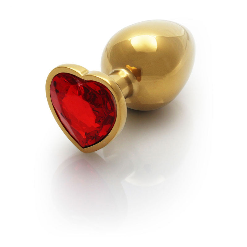 OUCH! Heart Gem Gold Butt Plug - Large - Gold 9.3 cm Large Butt Plug with Heart Gem Base - Hush Store Sydney 