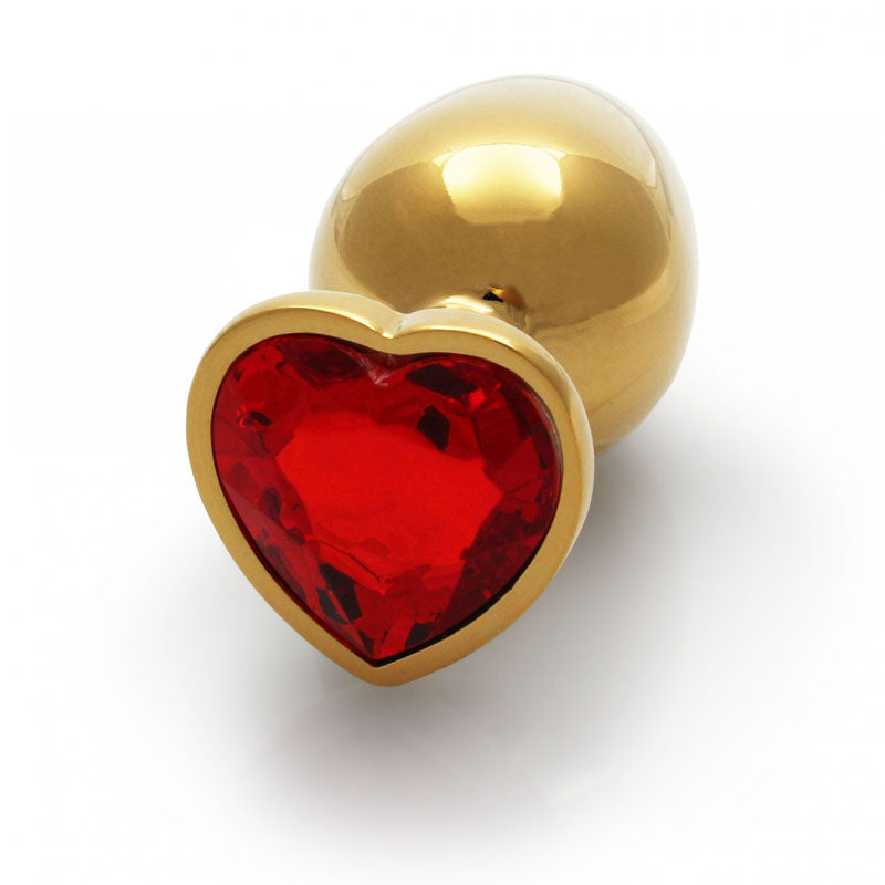 OUCH! Heart Gem Gold Butt Plug - Large - Gold 9.3 cm Large Butt Plug with Heart Gem Base - Hush Store Sydney 