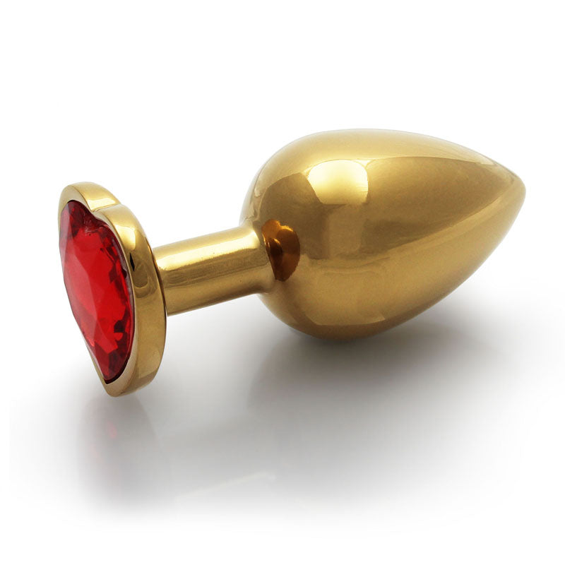 OUCH! Heart Gem Gold Butt Plug - Large - Gold 9.3 cm Large Butt Plug with Heart Gem Base - Hush Store Sydney 