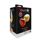 OUCH! Heart Gem Gold Butt Plug - Large - Gold 9.3 cm Large Butt Plug with Heart Gem Base - Hush Store Sydney 