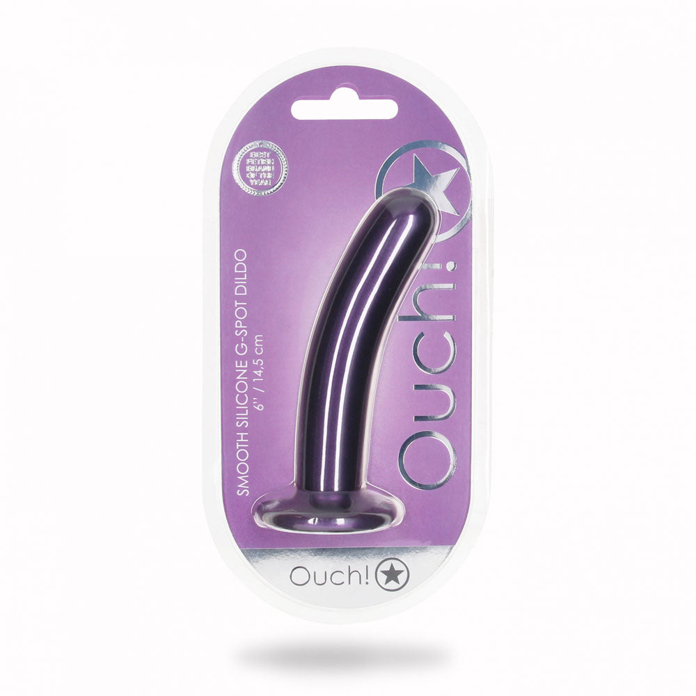 OUCH! Smooth Silicone G-Spot Dildo - 6'' / 14.5 cm - Metallic Purple 14.5 cm Dildo - Hush Store Sydney 