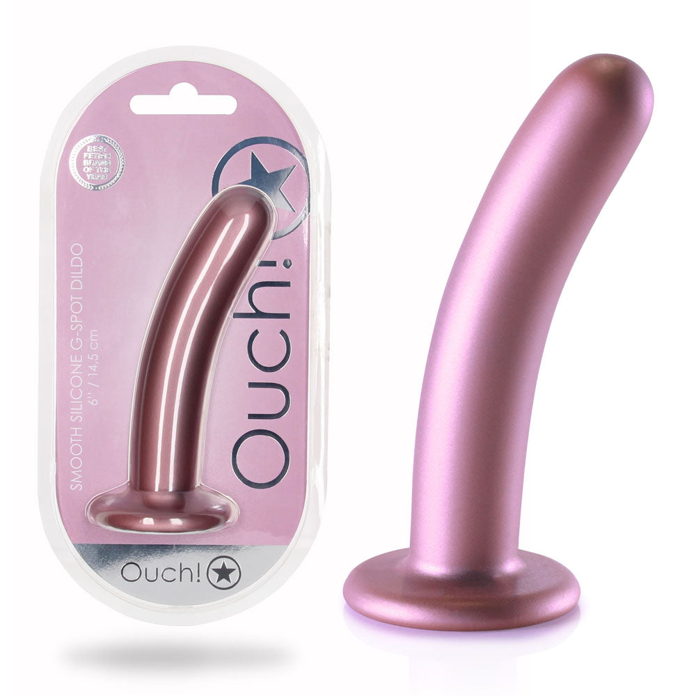 OUCH! Smooth Silicone G-Spot Dildo - 6'' / 14.5 cm - Rose Gold 14.5 cm Dildo - Hush Store Sydney 