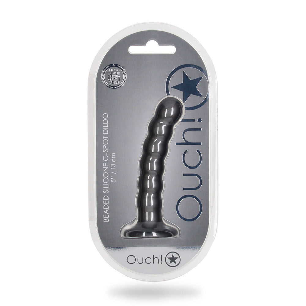 OUCH! Beaded Silicone G-Spot Dildo - 5'' / 13cm - Gunmetal 13 cm Dildo - Hush Store Sydney 