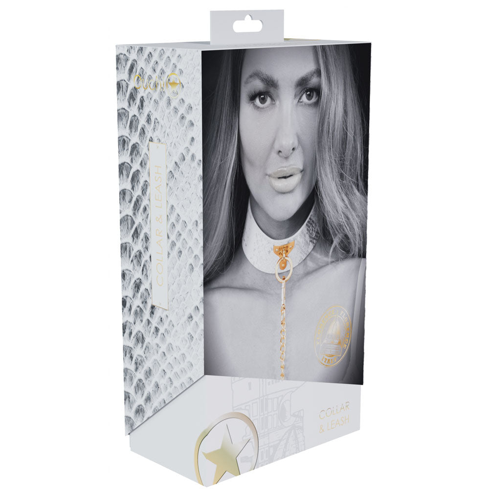 OUCH! Florence Collection - Collar with Leash - White Restraint - Hush Store Sydney 