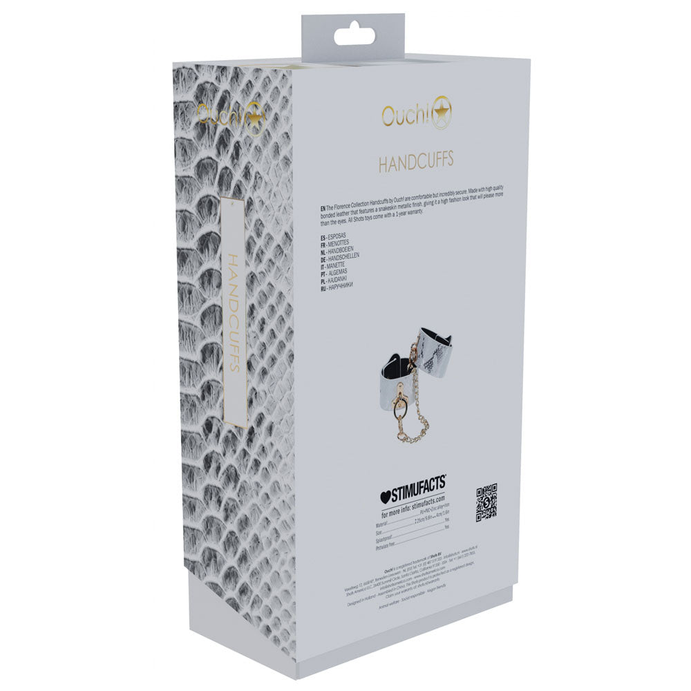 OUCH! Florence Collection - Handcuffs - White Restraints - Hush Store Sydney 