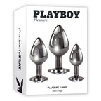Playboy Pleasure PLEASURE 3 WAYS - Metal Butt Plugs - Set of 3 Sizes - Hush Store Sydney 