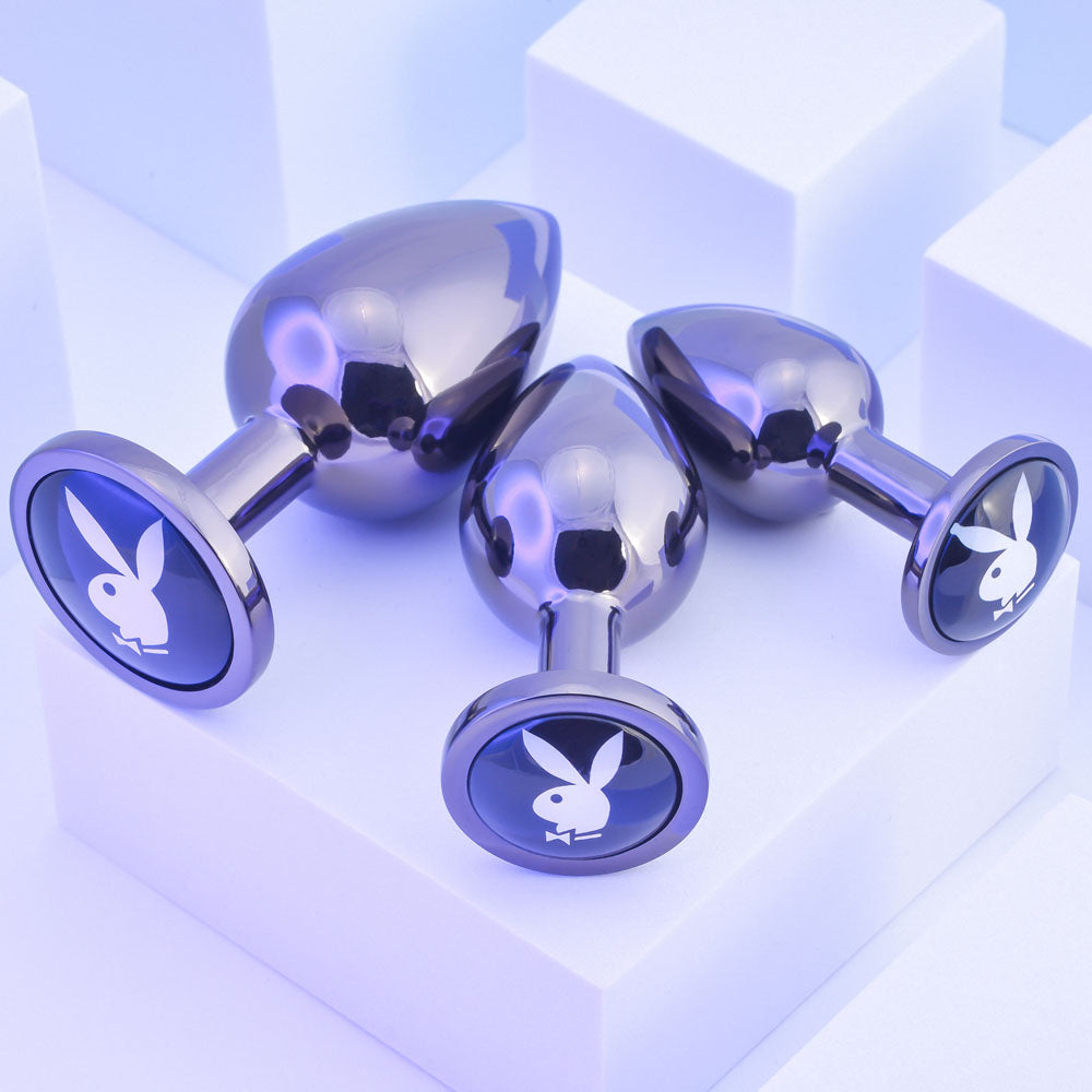 Playboy Pleasure PLEASURE 3 WAYS - Metal Butt Plugs - Set of 3 Sizes - Hush Store Sydney 