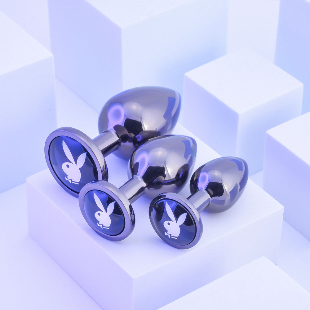 Playboy Pleasure PLEASURE 3 WAYS - Metal Butt Plugs - Set of 3 Sizes - Hush Store Sydney 