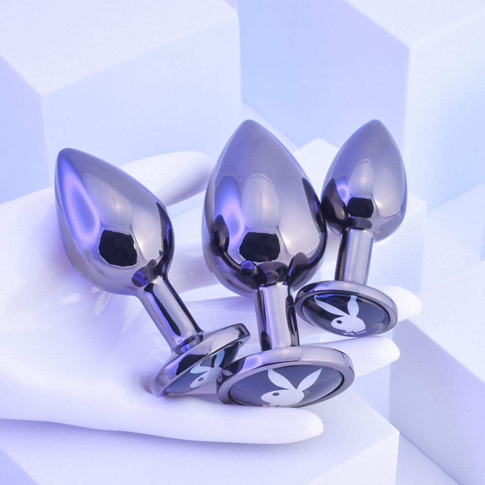 Playboy Pleasure PLEASURE 3 WAYS - Metal Butt Plugs - Set of 3 Sizes - Hush Store Sydney 