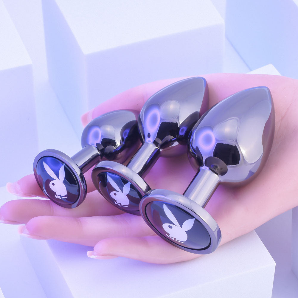Playboy Pleasure PLEASURE 3 WAYS - Metal Butt Plugs - Set of 3 Sizes - Hush Store Sydney 