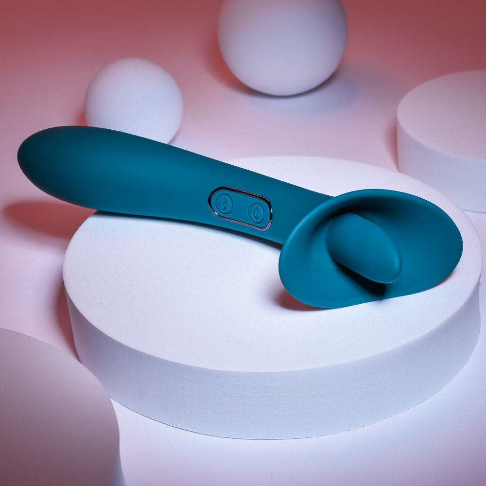 Playboy Pleasure TRUE INDULGENCE - Teal 21.3 cm USB Rechargeable Vibrator with Flicking Tip - Hush Store Sydney 